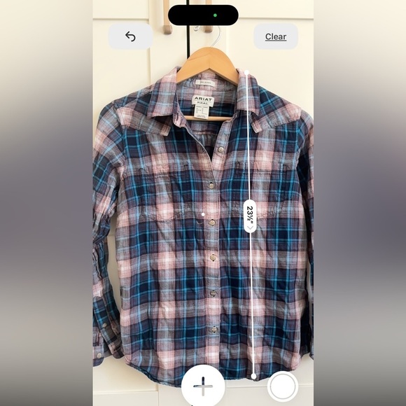 Ariat button up plaid shirt size medium casual outdoor Cabincore - Picture 7 of 7